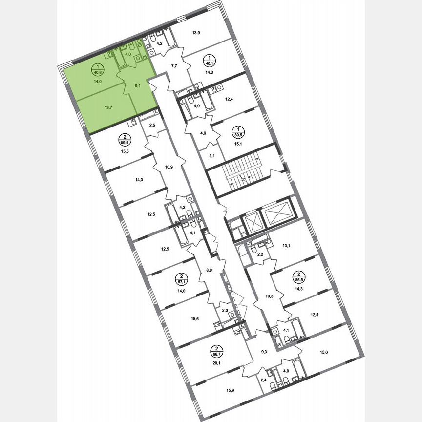 1-к. квартира, 40,8 м², 17/17 эт.