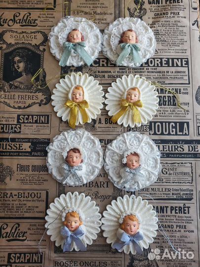 Ватные елочная игрушка.Снегурочка снежинка.Винтаж