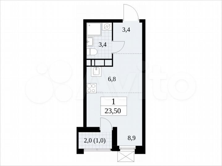 Квартира-студия, 23,5 м², 9/17 эт.