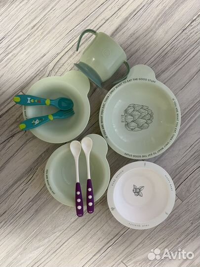 Детская посуда и ложки NUK для кормления (пакетом)