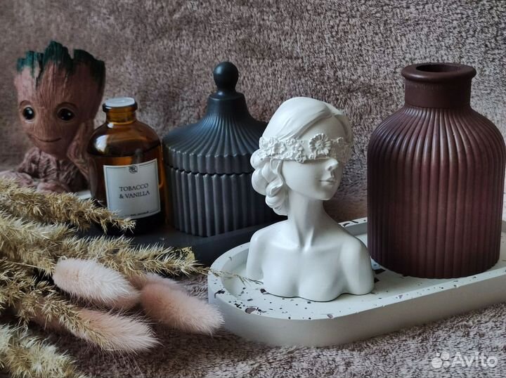 Набор изделий из гипса, подставка, шкатулка