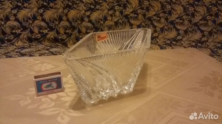 Хрустальный салатник(ладья). Винтаж. 70е годы СССР