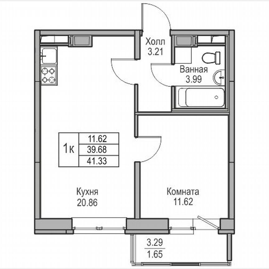 1-к. квартира, 41,3 м², 10/23 эт.