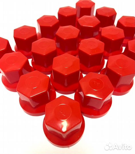 Колпачки на гайку 33мм красные (к-т 100шт)
