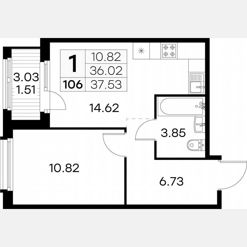 1-к. квартира, 37,5 м², 12/15 эт.