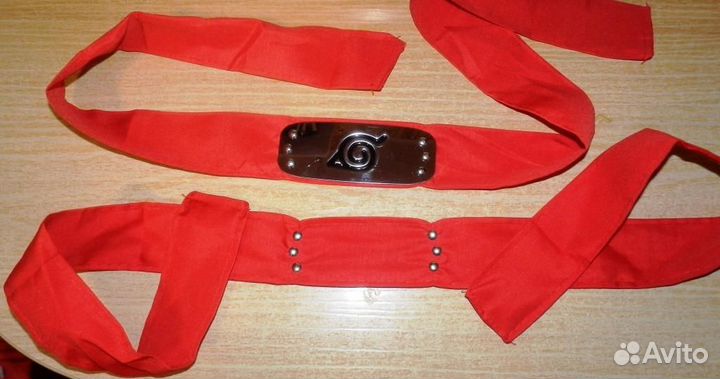 Повязка Наруто Удзумаки, красная, Саске Учиха