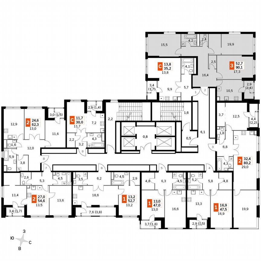 3-к. квартира, 90,1 м², 43/43 эт.