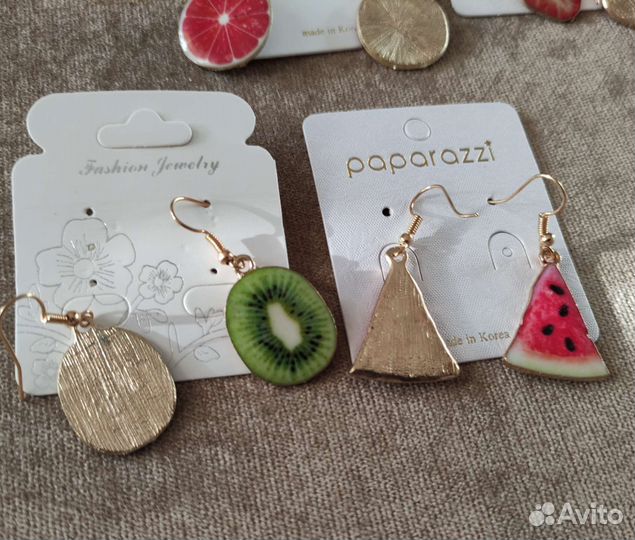 Серьги фрукты, ягоды