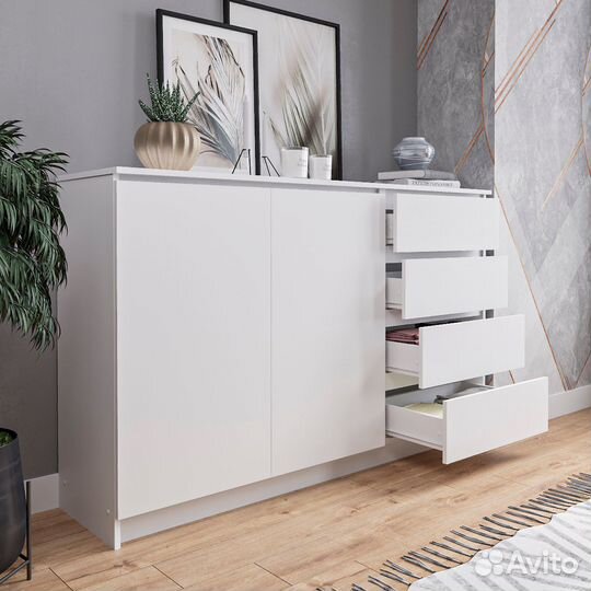 Комод (99х160х40) км 1600.1 белый (графит)