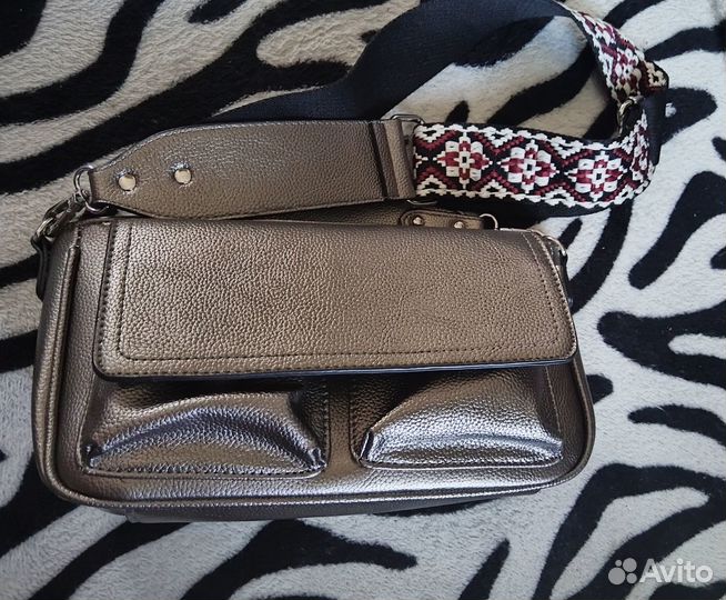 Новая сумка серая бронзовая женская