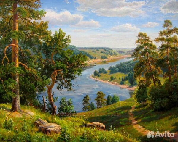 Картина по номерам 40x50 Красивый вид на реку с хо