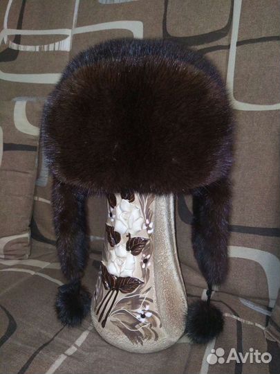 Шапка ушанка норковая женская