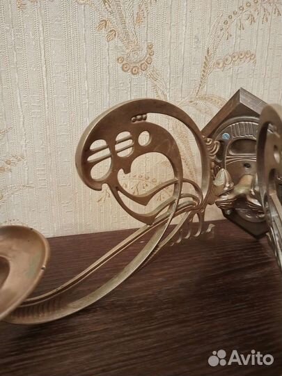 Настенное бра, подсвечник. Бронза, старинный