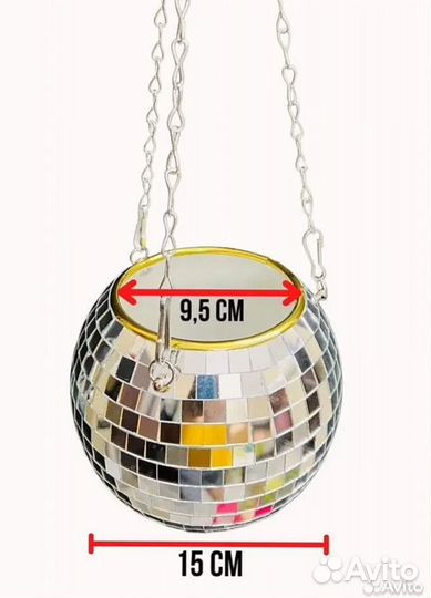 Кашпо из диско шара / кашпо из зеркальной мозаики