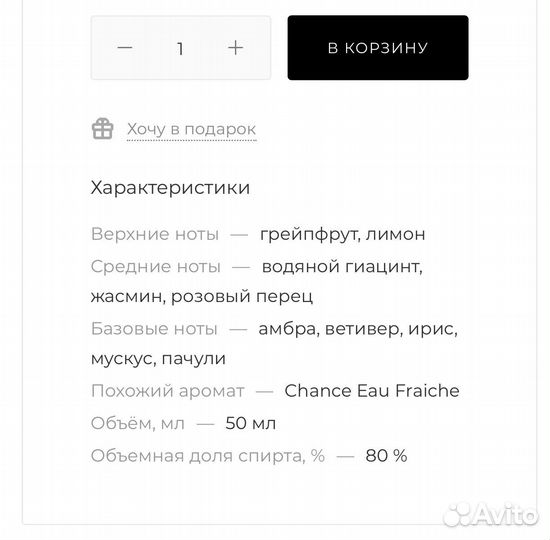 Парфюмерная вода 