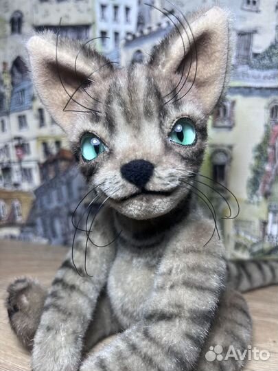 Новогодняя мягкая игрушка ручной работы Кот тедди