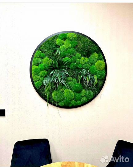 Мох стабилизированный фитокартина круг из мха