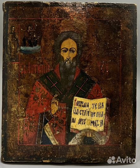 Икона старинная св. великомученик антипий