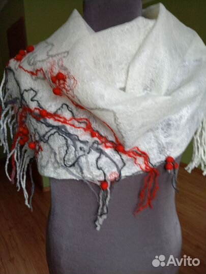 Шарф женский шерстяной валяние валяный