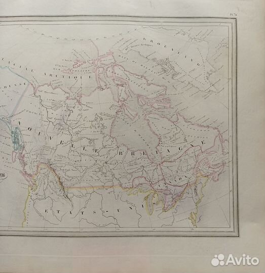 Антикварная карта Канады Аляски США 1849