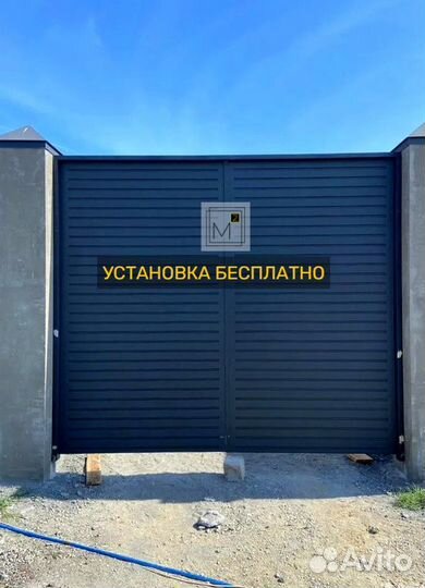 Ворота в Махачкале с калиткой хай-тэк на заказ