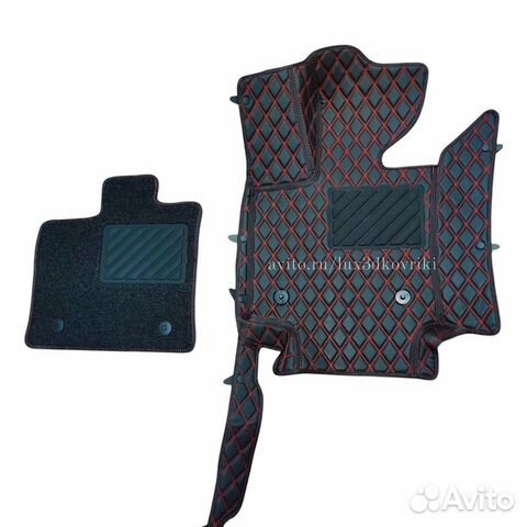 Коврики премиум Mercedes E W211 +ворс. Чёрн/красн