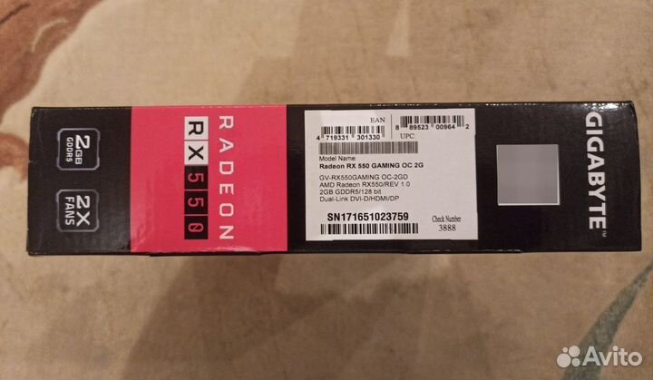 Видеокарта Gigabyte radeon rx 550 2gb