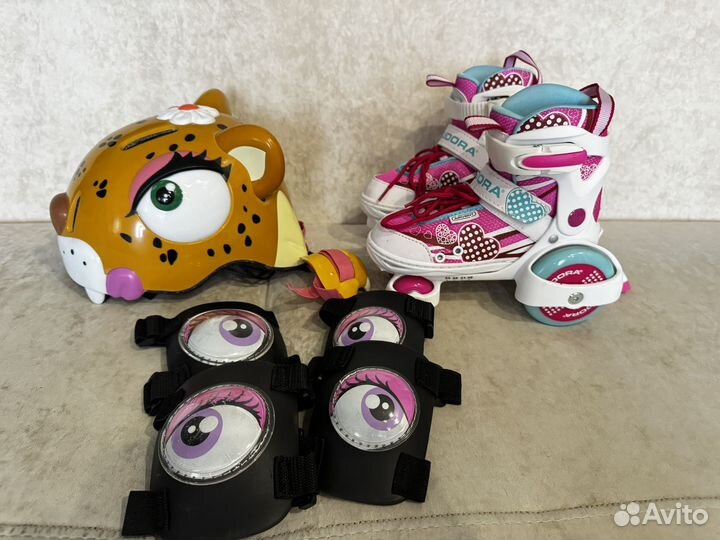 Ролики Hudora, шлем и защита Crazysafety