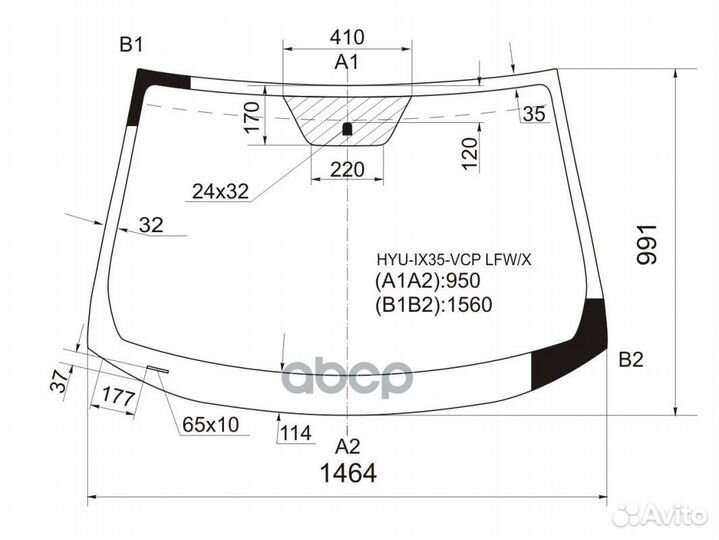 Стекло лобовое Hyundai ix35 09-15 / Tucson 09-15