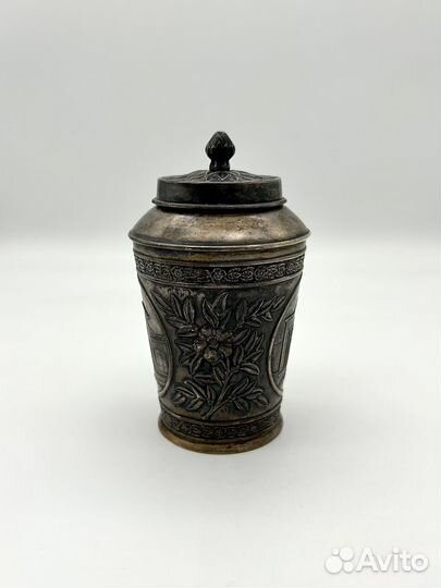 Чайница / баночка для чая серебро 875 проба 188 г