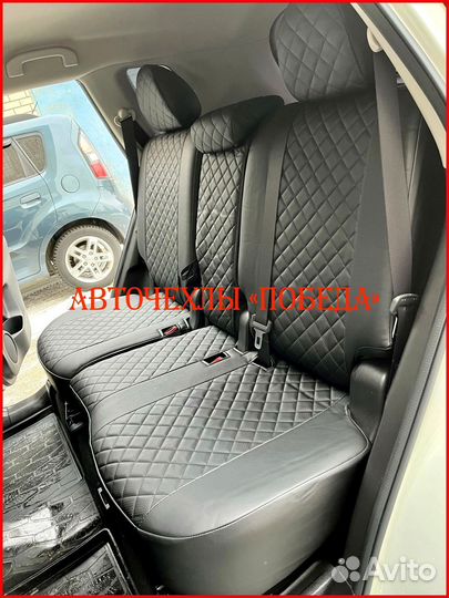 Чехлы Nissan X-Trail T32 из экокожи чёрные Ромб