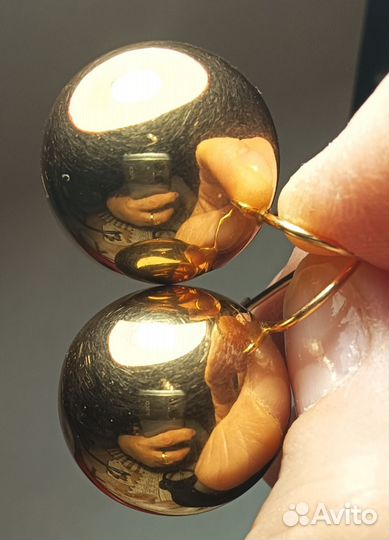 Золотые серьги шары 585