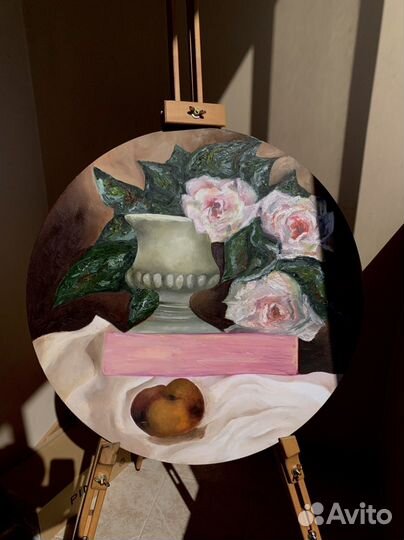 Картина маслом на круглом холсте
