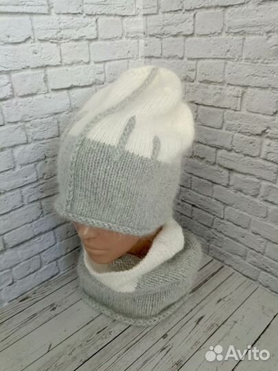Шапка + снуд пух норки