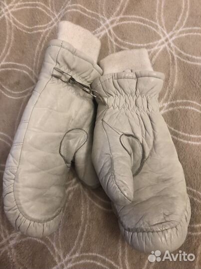 Очень теплые кожаные варежки