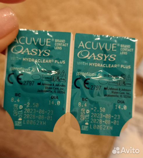 Линзы acuvue oasys двухнедельные -2.5. -1.25