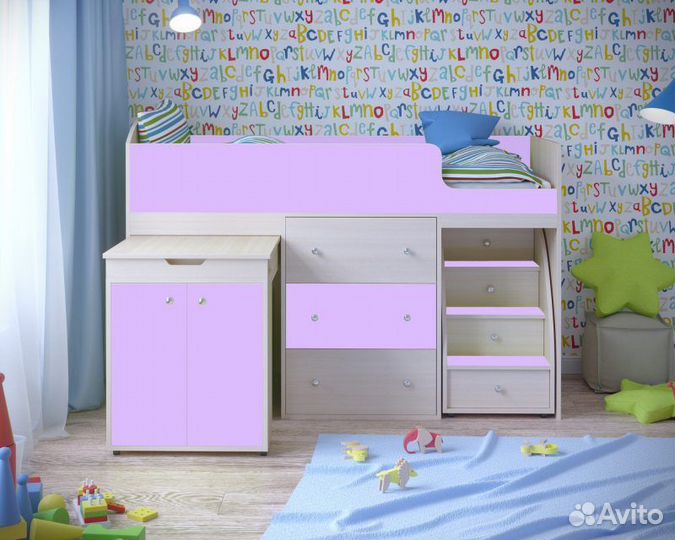 Детская кровать-чердак Малыш 160х70 Дуб молочный