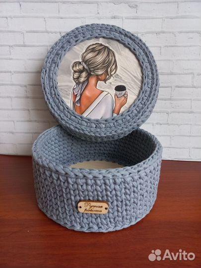 Корзинка из трикотажной пряжи