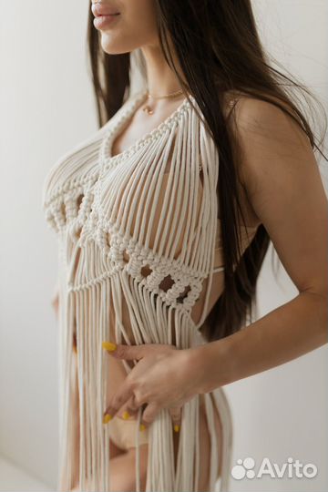Костюм макраме, топ юбка макраме