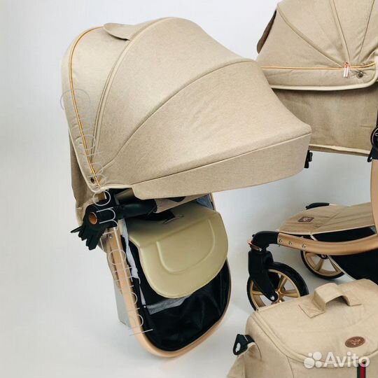 Коляска Luxmom 608 бежевый 2в1