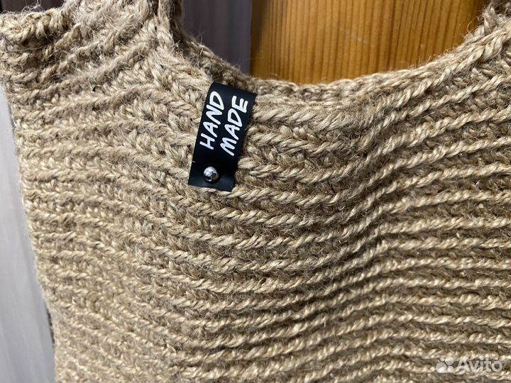 Сумка шоппер из джута вязаная