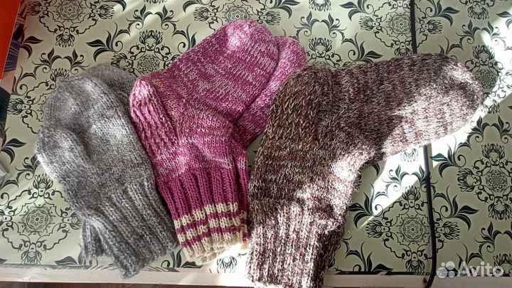 Носки ручной вязки шерстяные взрослые