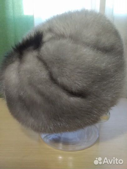 Шапка серо-голубая норка, размер 56/57