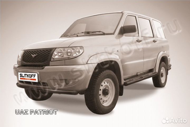 Защита переднего бампера d57 черная Uaz Patriot (2