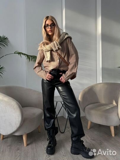 Брюки кожаные balenciaga