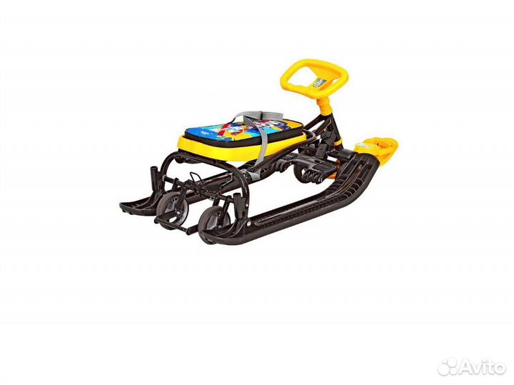 Снегокат санки с колесами и ручкой