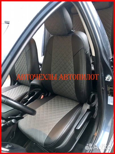 Чехлы Автопилот Kia Ceed 2 из экокожи чёрно-серые