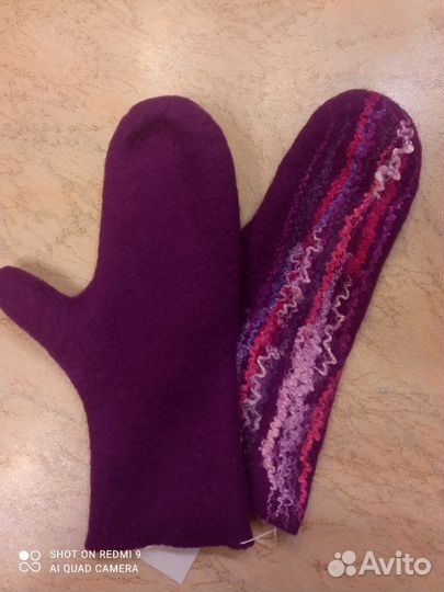 Варежки валяные, шерсть 100%