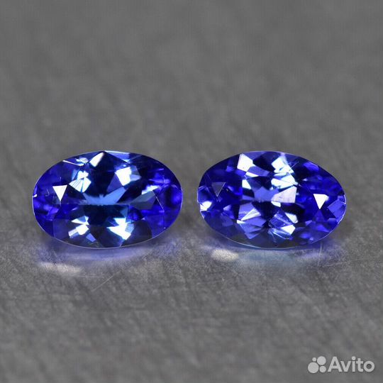 Танзанит натуральный 0,79Ct 2шт 6х4мм VVS Овал