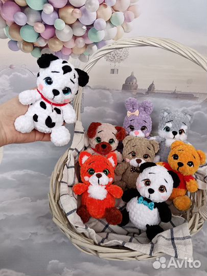 Игрушки малышки, вязаные зверята